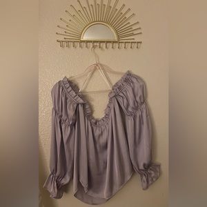 Forever 21, Lilac Satin blouse, Off the shoulder, Ruffles Size Large